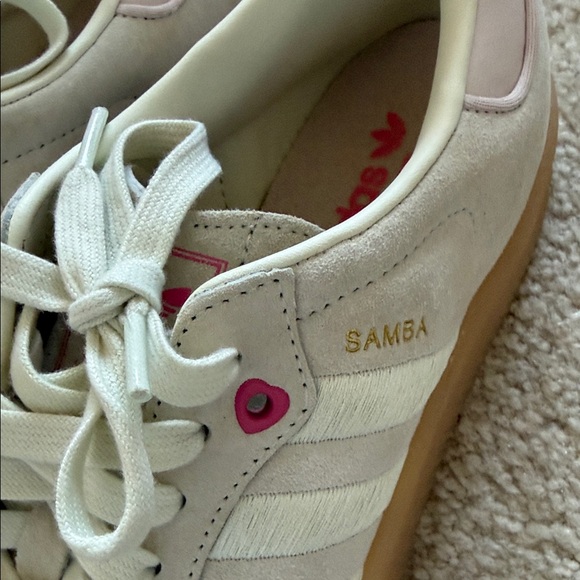 Adidas Women's Cream and Pink Sneakers - Picture 4 of 8
